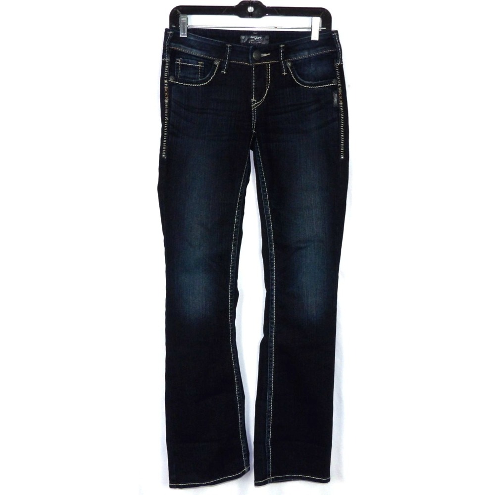 SILVER Dark Wash Thick Stitch AIKO Boot Cut Denim Jeans Women's 26